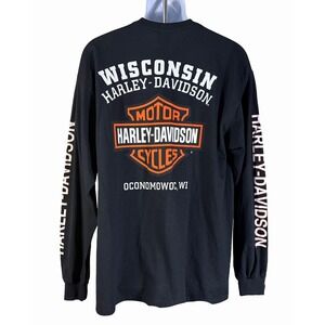 Harley-Davidson Long Sleeve T-Shirt Mens XL Black Wisconsin Graphic